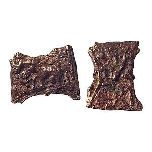 Ancient, Post-Mauryan, Kaushambi Region, Uninscribed type, Damru Shaped, Cast Copper