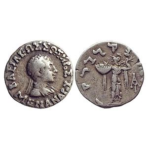 Ancient Indo-Greeks Menander I Bilingual series Silver Drachm