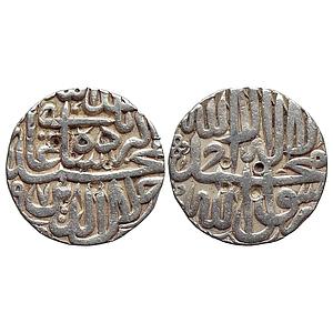 Mughal Akbar Lahore Mint Silver Rupee
