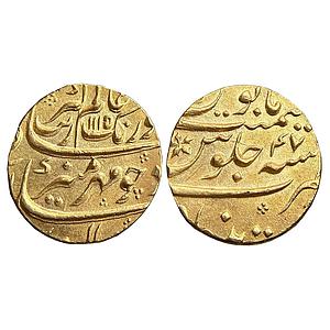 Mughal Aurangzeb Khujista Bunyad Mint Gold Mohur