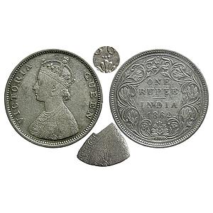 British India Victoria Queen 1862 AD Half Anna Mule 0/3 dots Silver Rupee