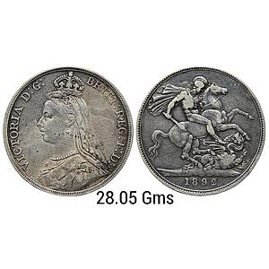 Great Britain Victoria 1892 AD Silver (.925) 1 Crown