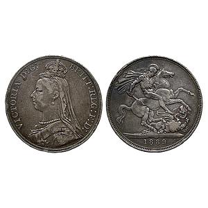 Great Britain Victoria 1889 AD Silver (.925) 1 Crown