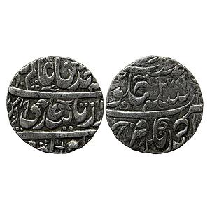 IK Farrukhabad Ahmad Khan Bangash INO Shah Alam II Ahmadnagar Farrukhabad Mint Silver Rupe