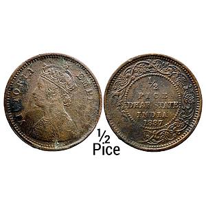 IPS Dhar State Anand Rao III 1887 AD Copper 1/2 Pice