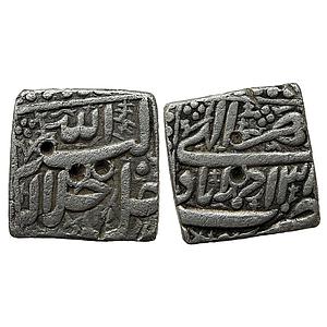 Mughal Akbar Ahmadabad Mint Ilahi Month Mihr Libra Silver Square Rupee