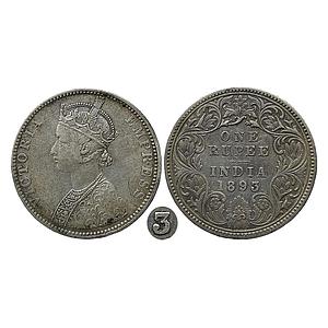 British India Victoria Empress 1893 AD C2 / I / B incuse Bombay Mint Silver Rupee