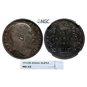 British India Edward VII 1910 AD Bombay Mint Silver Rupee