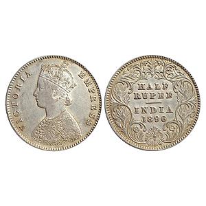 British India, Victoria Empress, 1896 AD, Calcutta Mint, A / I / C incuse, Silver "1/2 Rup