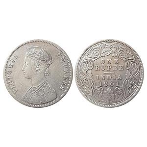 British India, Victoria Empress, 1901 AD, Calcutta Mint, Mule, A4 / I / C incuse, Silver R