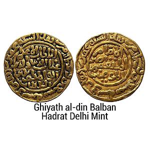 Delhi Sultan Ghiyath al-din Balban Hadrat Delhi Mint Gold Tanka