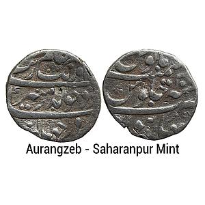Mughal Aurangzeb Saharanpur Mint Silver Rupee