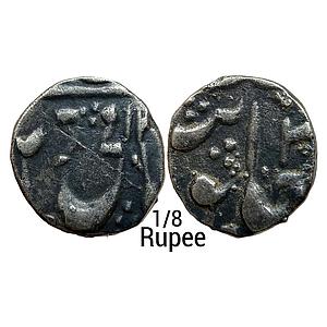 IPS Gwalior State Madho Rao INO Shah Alam II Ujjain Mint Silver 1/8 Rupee