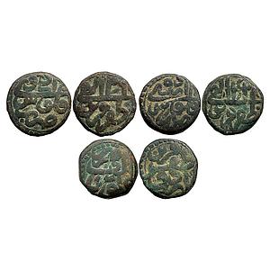 Mughal Akbar Urdu Zafar Qarin Mint Set of 3 Coins Copper Dam