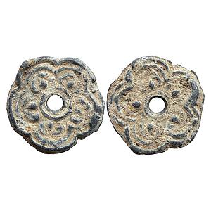 Kingdom of Angkor Lead Lotus Token from Cambodia from the time of the Khmer Empire Lead-Ti