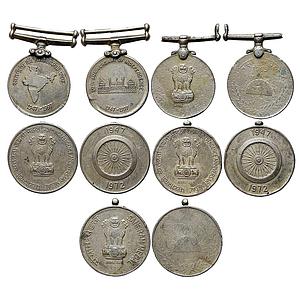 Republic of India Set of 5 Medals 50th Anniversary of Independence Raksha Medal 25th Indep
