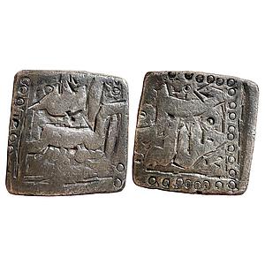 Mughal Akbar Jalla Jalalahu Mintless & Dateless Type Silver Square Rupee
