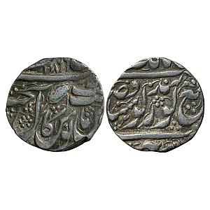 IK Sikh Empire Ranjit Singh VS 1866 Amritsar Mint Nanakshahi Couplet Silver Rupee