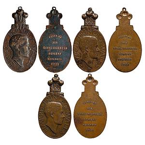 Commemorative issue Edward Prince of Wales Medal Visit of His Royal Highness Bombay Set of