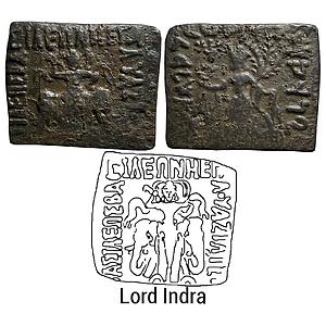 Ancient Indo-Scythians Azilises Lord Indra Dev type Copper Tetradrachm