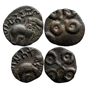 Ancient Satavahanas Vasisthiputra Siri Satakarani Universal Potin Type Set of 2 Coins Poti
