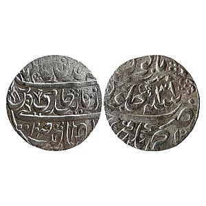IK Farrukhabad Ahmad Khan Bangash INO Shah Alam II Ahmadnagar Farrukhabad Mint Silver Rupe