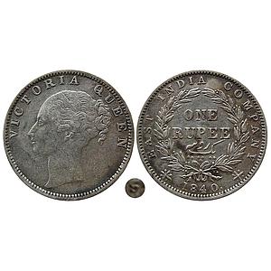 EIC Victoria Queen 1840 AD Madras Mint S incuse and No V M raised on left ribbon 35 Berrie