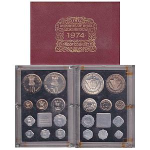 Republic India 1974 AD Proof Set Planned Families - Food for All Set of 10 Rupee 50 10 1 a