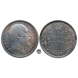 British India Edward VII 1903 AD Bombay Mint B raised below the cross pattee and without d