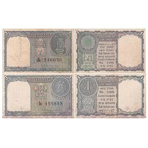 India Reserve Bank Of India signed by K.G. Ambegaonkar Set of 2 Notes Serial # D38 316656 