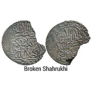 Mughal Akbar Hazrat Delhi Mint Silver Broken Shahrukhi