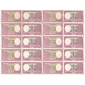 Nepal Mahendra Bir Bikram Signed by Himlaya Shumsher Set of 10 Notes 1 Mohru