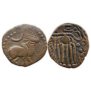Hindu Medieval Tinnevelly Region Perunjinga Pallavas of Sendamangalam Copper Kasu