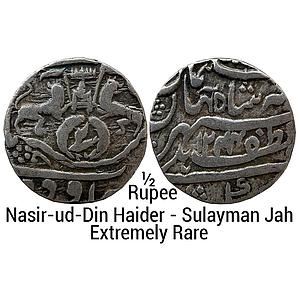 IPS Awadh State Nasir-ud-Din Haider Dar as-Sultanat Lakhnau Suba Awadh Mint Silver 1/2 Rup