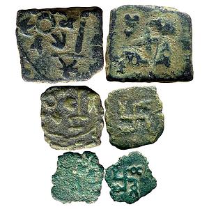 Ancient Saurashtra Set of 3 Coins Copper Unit