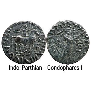 Ancient Indo-Parthians Gondophares I Silver Tetradrachm Indian Standard