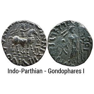 Ancient Indo-Parthians Gondophares I Silver Tetradrachm Indian Standard