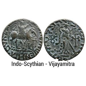 Ancient Indo-Scythians Apracharajas Vijayamitra in the name of Azes Billon Tetradrachm Ind