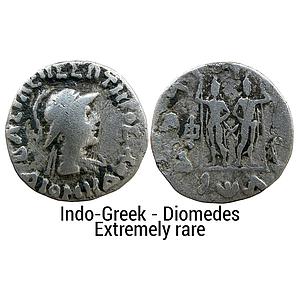 Ancient Indo-Greeks Diomedes Silver Drachm