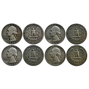 United States of America Washington Silver Quarter 1946 & 1957 & 1959 & 1963 AD Set of 4 D