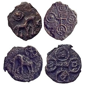 Ancient, Post-Mauryan, Kaushambi Region, Cast Copper, 2 Coins