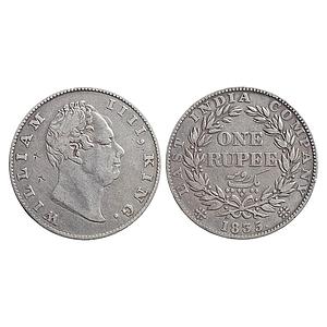 EIC, William IV, 1835 AD, Calcutta Mint, F (i), No dot after F, A / II, Bud Leaves, 19 Ber
