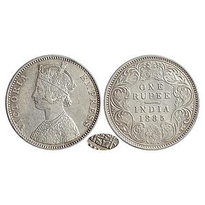 British India, Victoria Empress, 1885 AD, Calcutta Mint, C2 / I / C incuse, Silver Rupee