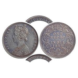 British India, Victoria Queen, 1888 AD, C2 / I, B raised, thin and crude legends, Silver R