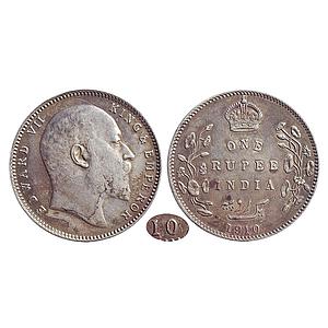 British India, Edward VII, 1910 AD, Bombay Mint, Silver Rupee