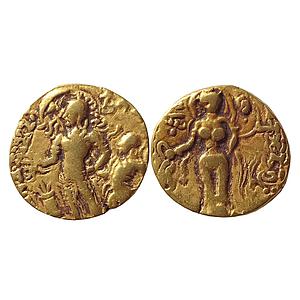 Ancient, Guptas, Chandragupta II, Gold Dinar, ’Chhatra’ (Parasol) type