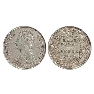 British India, Victoria Empress, 1898 AD, Calcutta Mint, A / I / C incuse, Silver "1/2 Rup