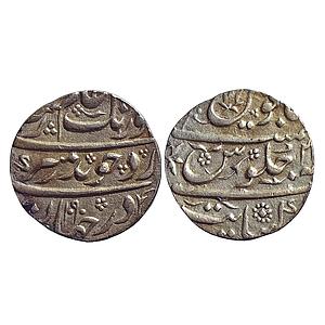 Mughal, Aurangzeb, Khambayat Mint, “Badar-e-munir” Couplet, Silver Rupee