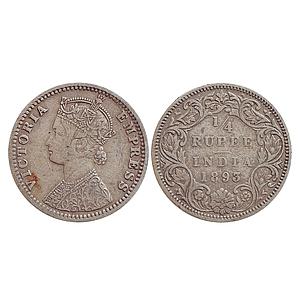British India, Victoria Empress, 1893 AD, Calcutta Mint, Silver "¼ Rupee"