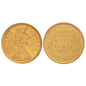 British India Victoria Queen 1862 Gold Mohur